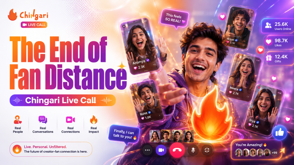 Chingari live call between fan and creator on mobile