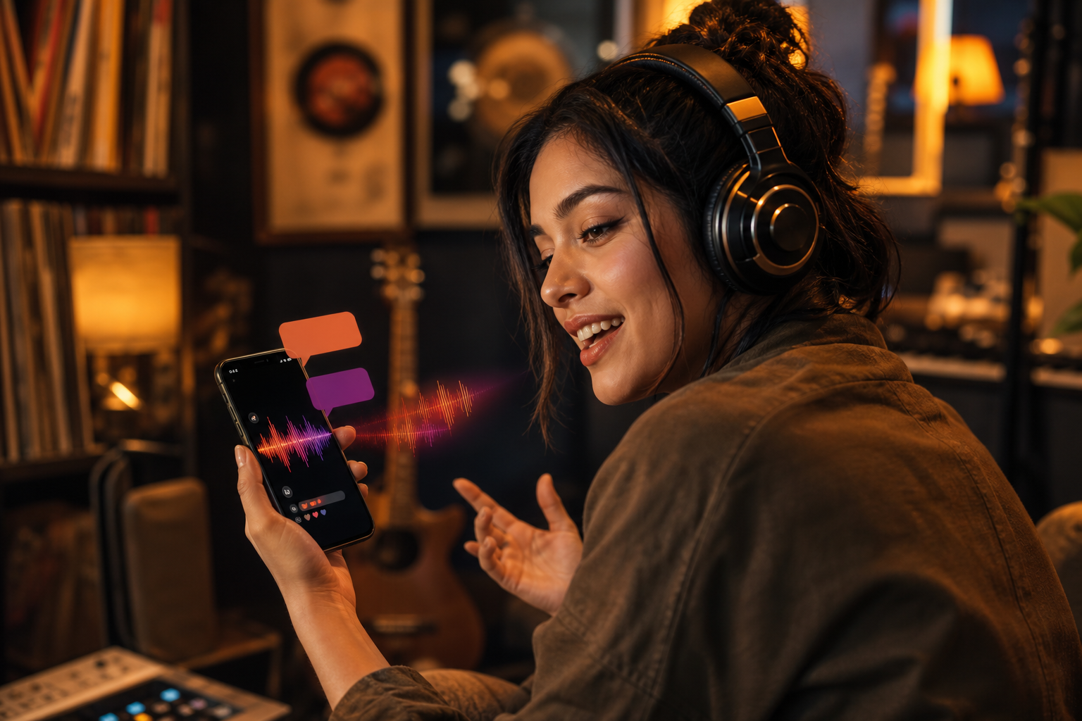 musician hosting a live audio room for jam session