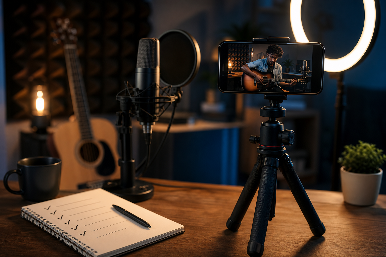step-by-step short video recording setup for singers