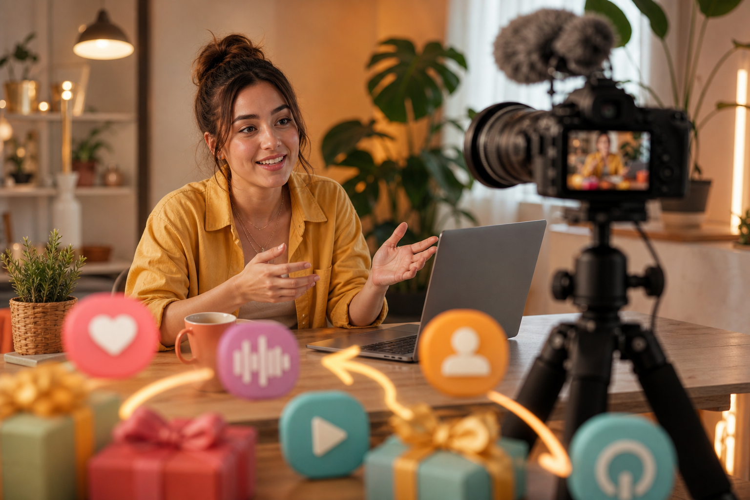 FAQ summary infographic showing funnel: short videos → audio room → live → monetization