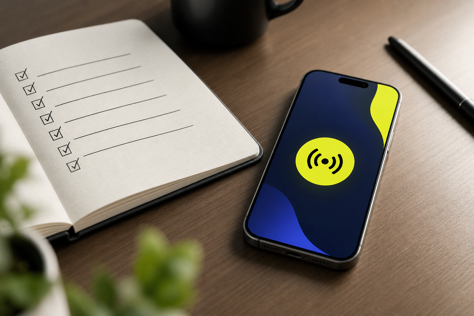 step-by-step live setup checklist on phone UI