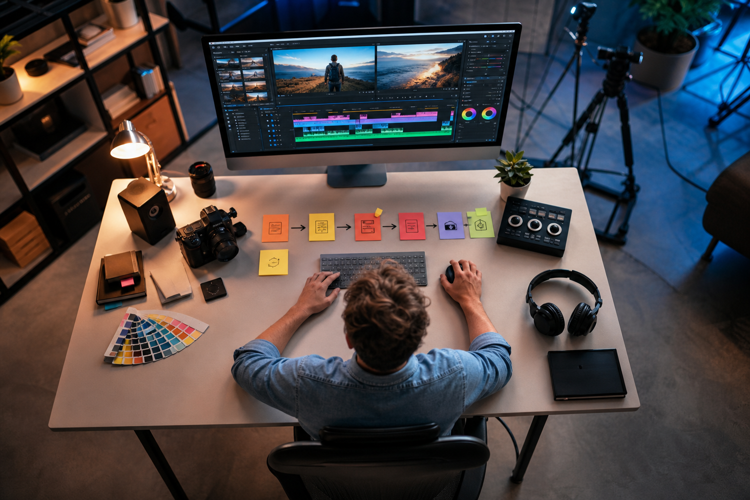 video editing with effects and music workflow diagram
